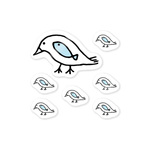 鳥と魚のねこぜちゃん(ステッカー) Sticker