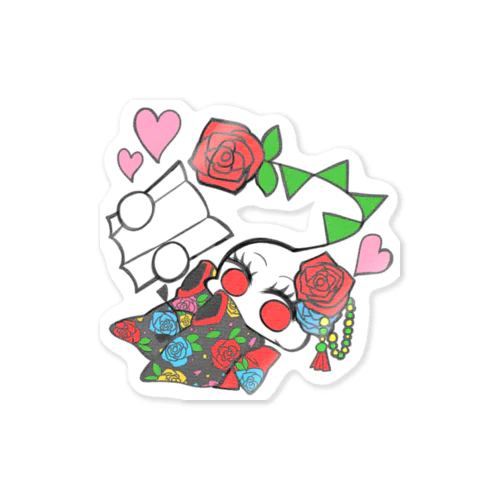 薔薇えちゃんステッカー(着物ver) Sticker