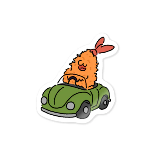 運転を覚えたエビフライ Sticker