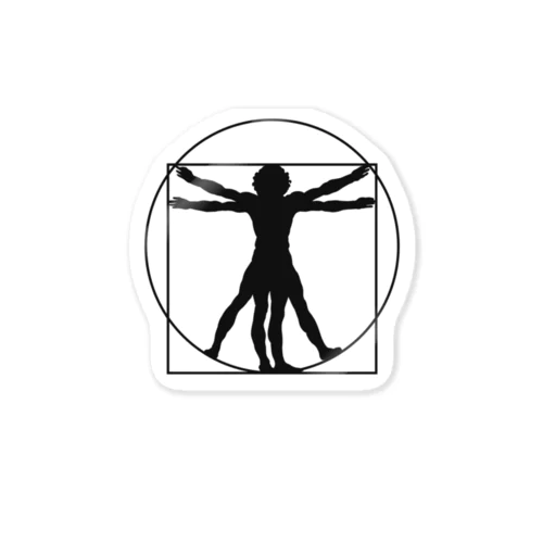 ダ・ヴィンチ　ウィトルウィウス的人体図（黒） Sticker