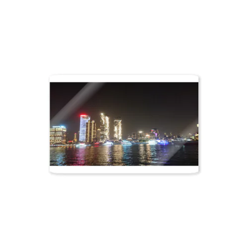 現代上海船上夜情景 Sticker