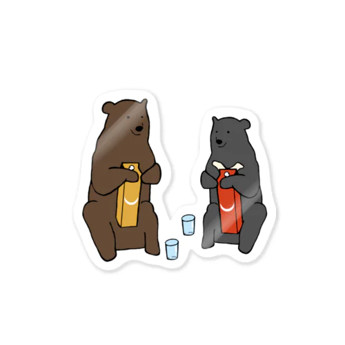 ヒグマとツキノワグマと日本酒 Sticker
