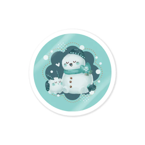 雪だるまと雪うさぎ（ハグ） Sticker