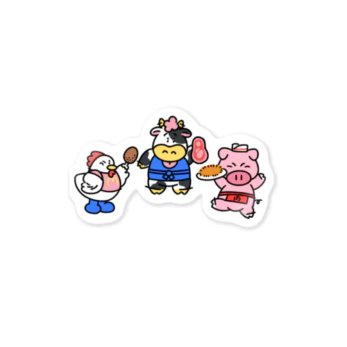 肉屋のイラスト・欲張りセット Sticker