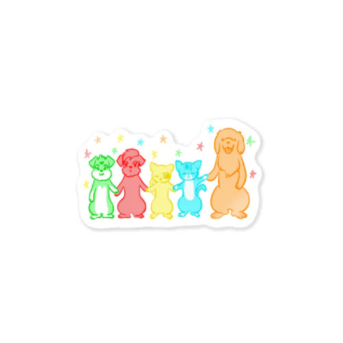 仲良しわんにゃんズ Sticker