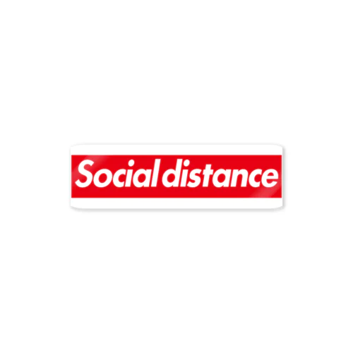 Social distance-ソーシャルディスタンス-赤BOXロゴ ステッカー