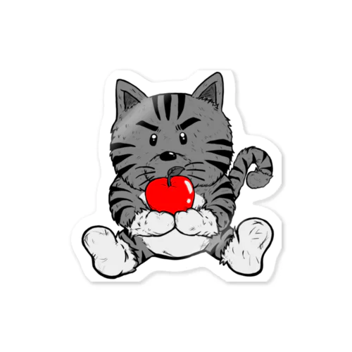 Tiger and apple  TORAくんとリンゴ　(グレー)　廃番 Sticker