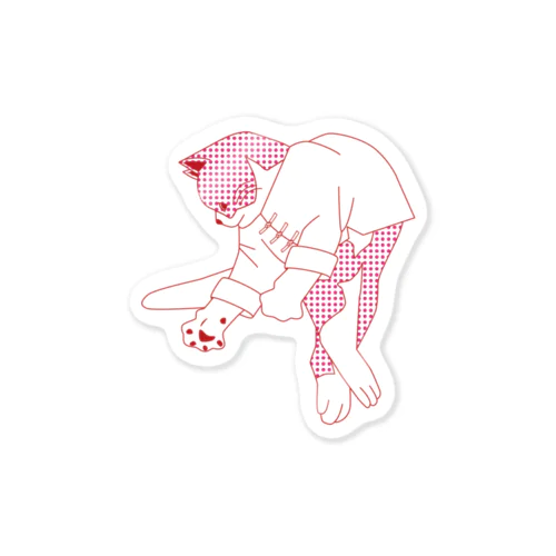 【赤ドット】猫功夫(猫カンフー) Sticker