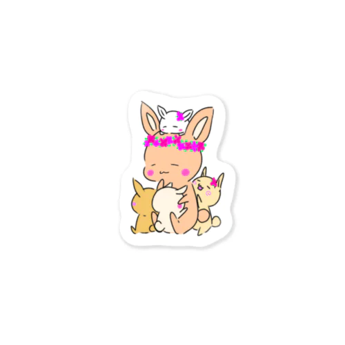 うさぎママとちびちゃんズ Sticker