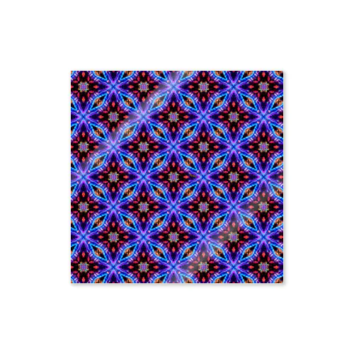 (小花)紫の花の幾何学模様 ステッカー
