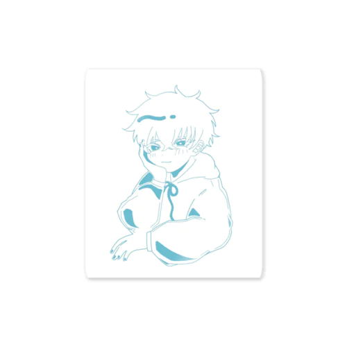 パーカーの男の子(水色) Sticker