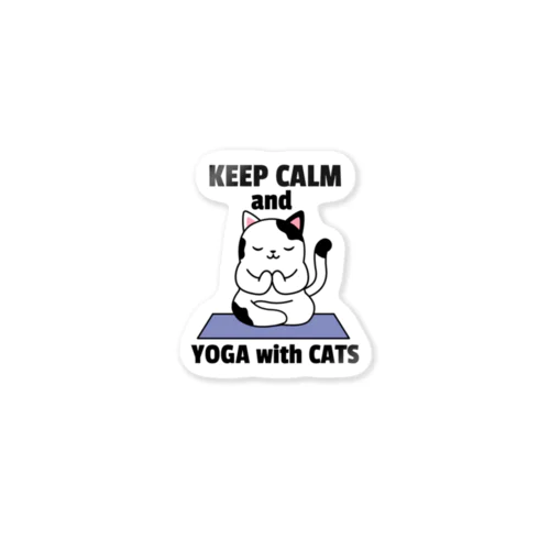 Keep Calm and Yoga with Cats ステッカー