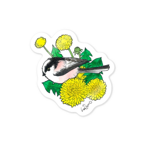 ステッカー　たんぽぽとエナガ Sticker