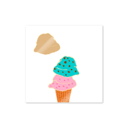 アイスクリームコーン（トリプル）　Ice Cream Cone (triple)　 ステッカー