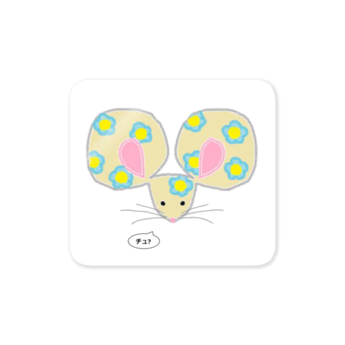 マウスフェイス（薄茶）　Mouse Face (beige) Sticker