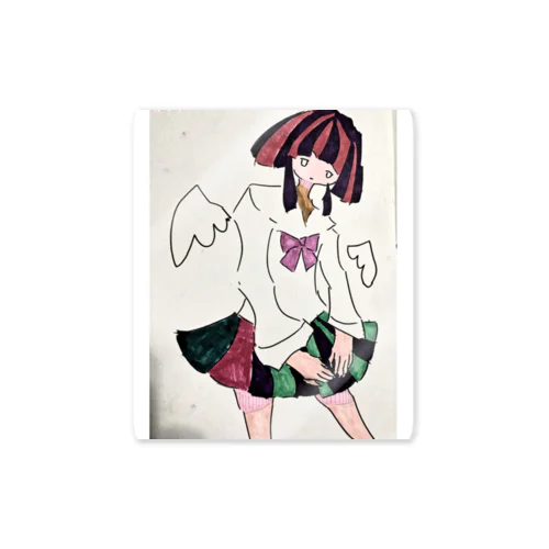 学生女の子(はねつき) Sticker