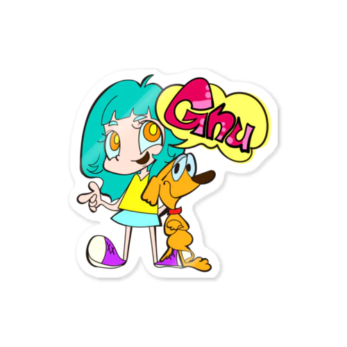 Gnuとフリビ犬 Sticker