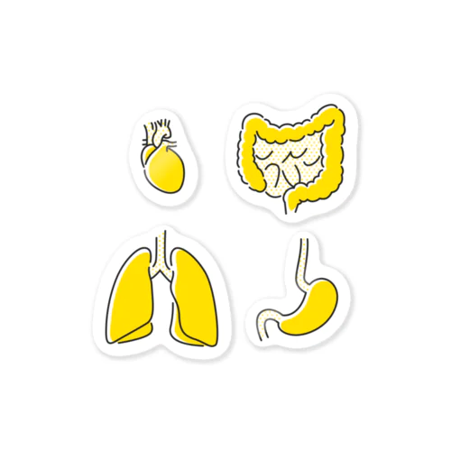 人体のなぞ。シンプルな心臓と肺と胃と大腸。 Sticker