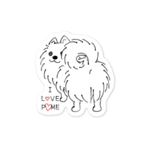 CT83いつも見ているポメラニアンE_*I LOVE POME Sticker