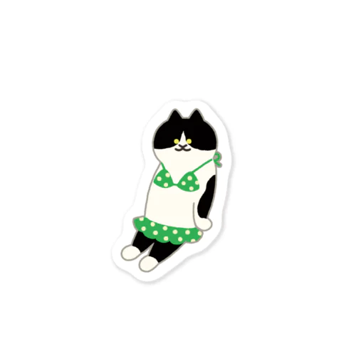 緑のビキニのねこ Sticker