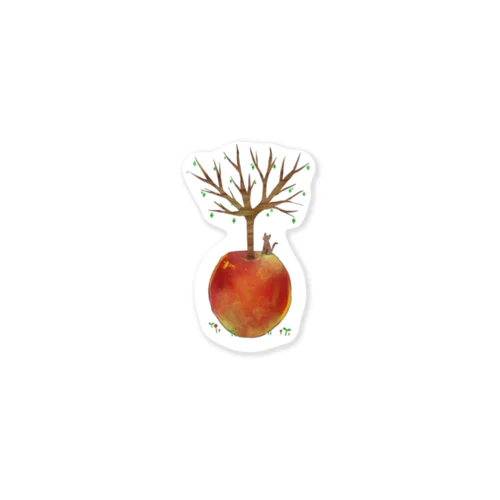 リンゴから木が実る＋ネコチャン Sticker
