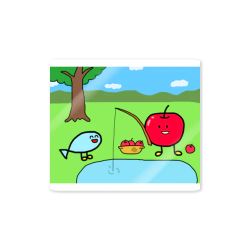 FISHING APPLE Sticker