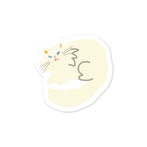 白くてフサフサのネコ Sticker