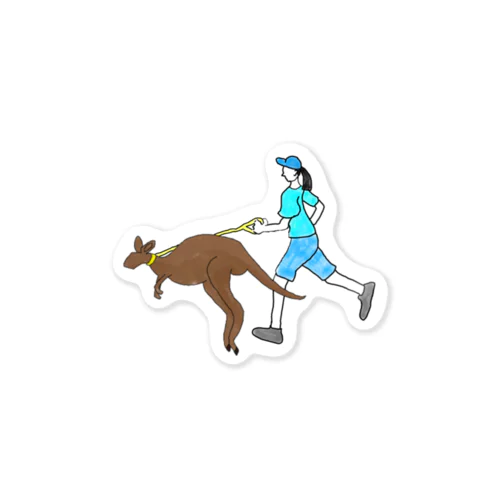 カンガルーとジョギングする人 Sticker