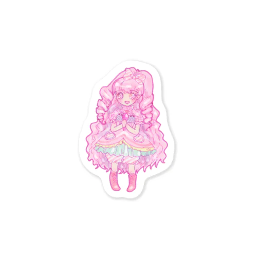 ピンクヘアアイドル☆１ステッカー Sticker