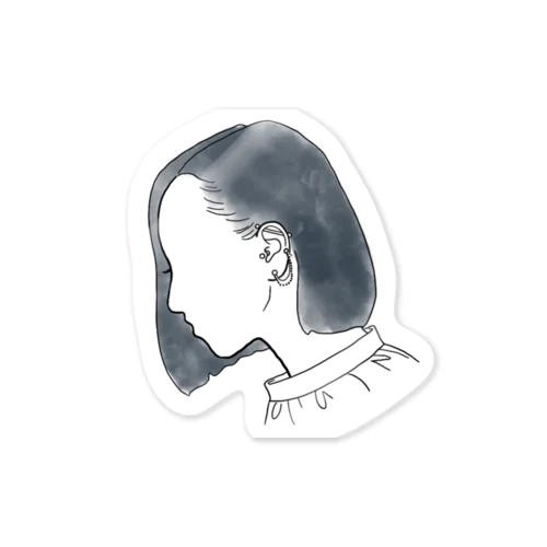 ピアスの女の子(ボブ) Sticker