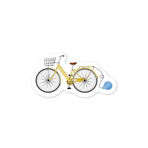オレンジの自転車と青い風船 ステッカー