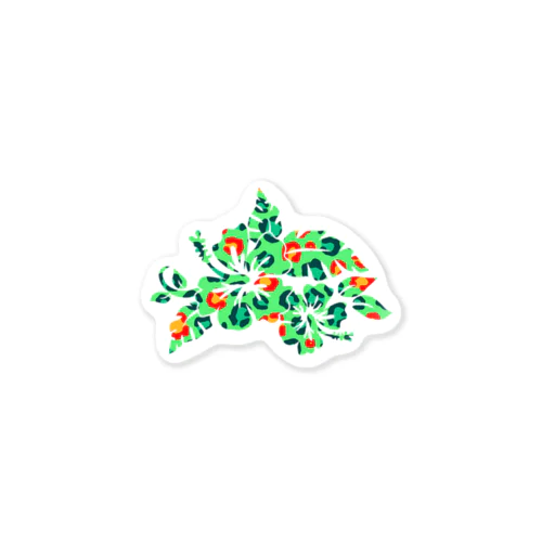 カラフルハイビスカス（緑） Sticker