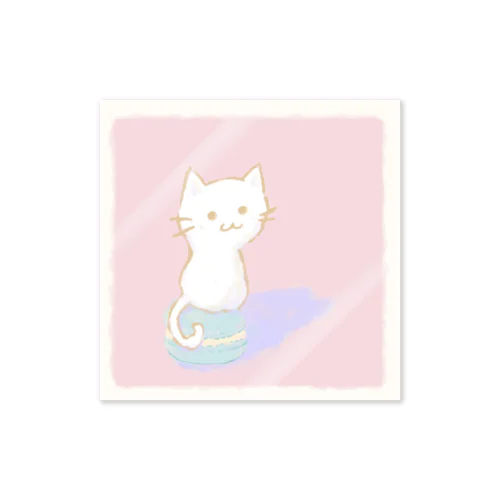 ねこ と マカロン ステッカー