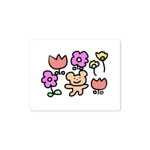 お花に囲まれてるくまさん Sticker