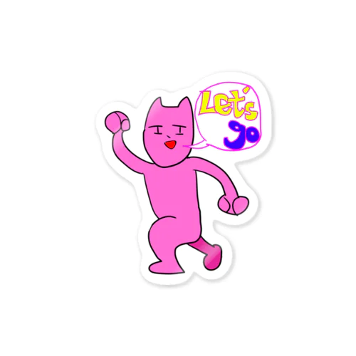 ピンクのネコちゃんアウミーマスク Sticker