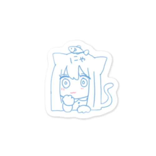 おさかなとねこな女の子 Sticker