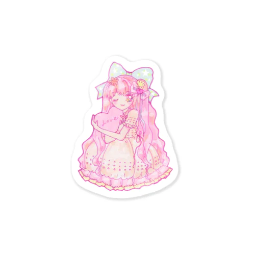 love heart girl ステッカー Sticker