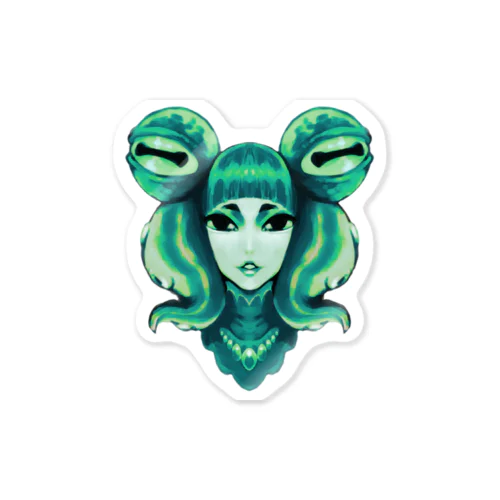 蛸少女Green Sticker