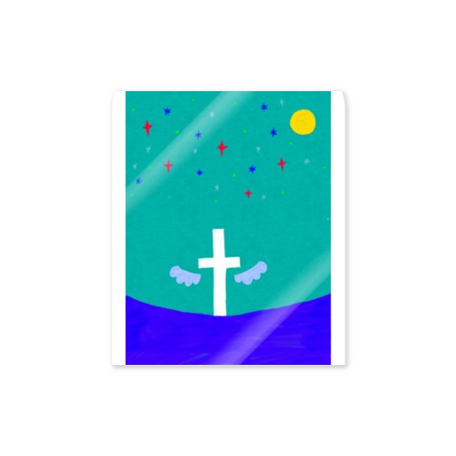夜の海と十字架 Sticker