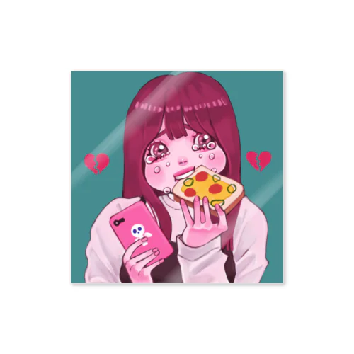 失恋やけ食い Sticker