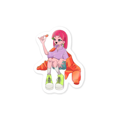 ピンク髪のいちごちゃん Sticker