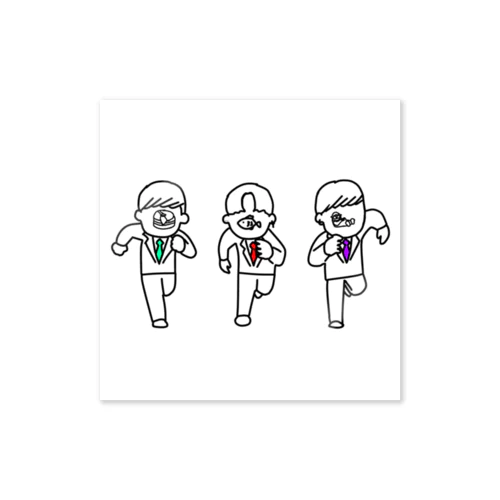 3人のステッカー10限 Sticker