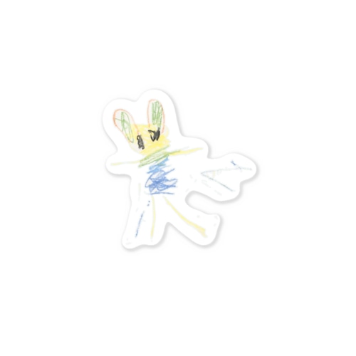 ４歳児の絵(Rainbow Teddy) Sticker