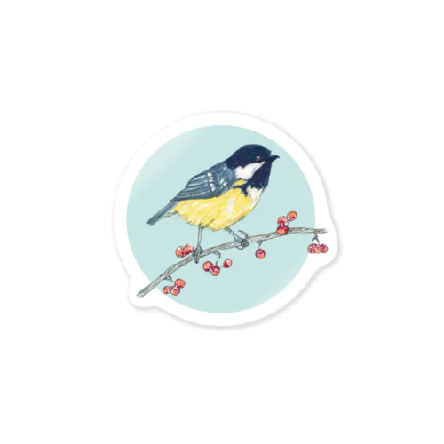 ベリーと鳥 (Great Tit) Sticker