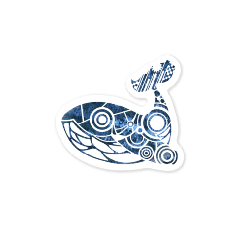 【幾何学】鯨-mini Sticker