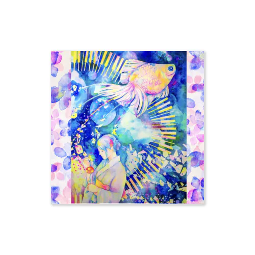 ピアノの夏祭り・紫陽花の花びら（正方形） Sticker