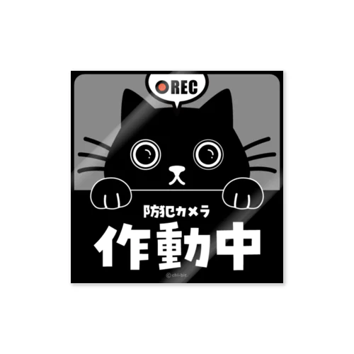 じーっとみる猫 [REC]・防犯カメラ作動中！（黒猫） 스티커
