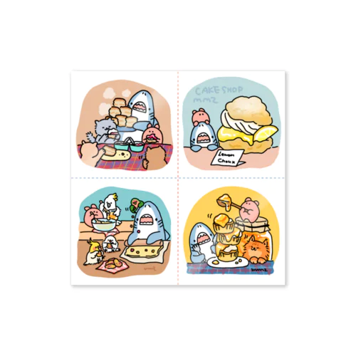 サメとメンダコの4枚セットその1 Sticker