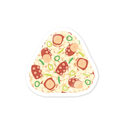 おにぎりステッカー 特大おにぎり たこ飯 Sticker