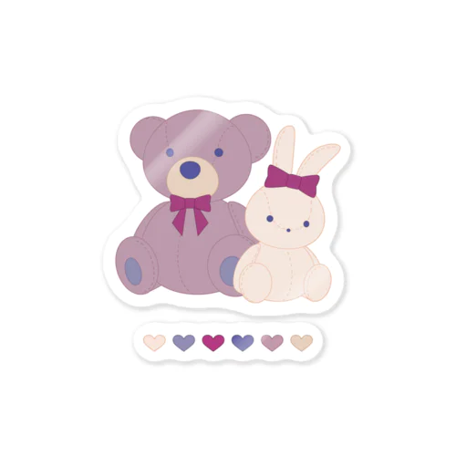 クマとうさぎのぬいぐるみ Sticker